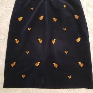 Brooks Brothers Skirts | Brooks Brothers Navy Corduroy Squirrel and Honey Bee Skirt | Color: Blue/Orange | Size: 2 | Abh0213's Closet